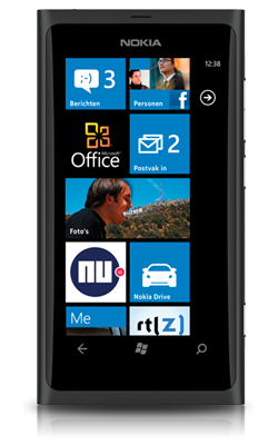 Nokia Lumia 800 zwart voorkant